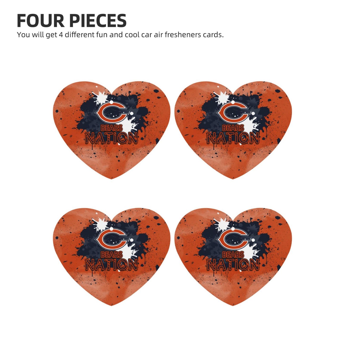 4-pcs Chicago Bears Car Air Fresheners Cards Set car aromatherapy tablets